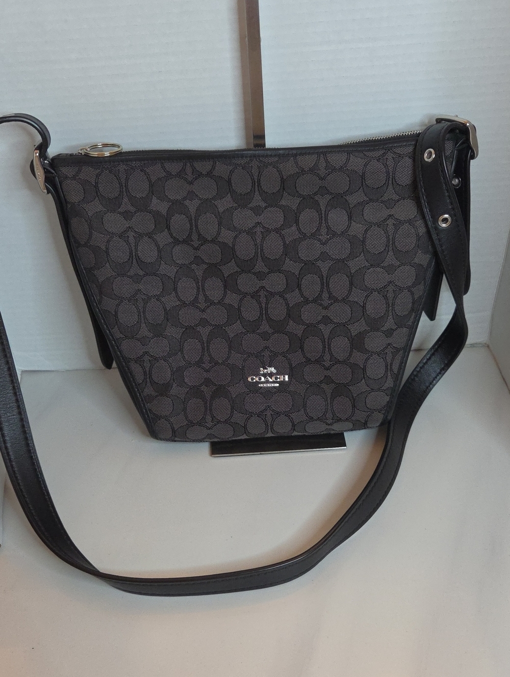 Coach Signature Small Dufflette In Black Jacquard C Logo - Style 25697